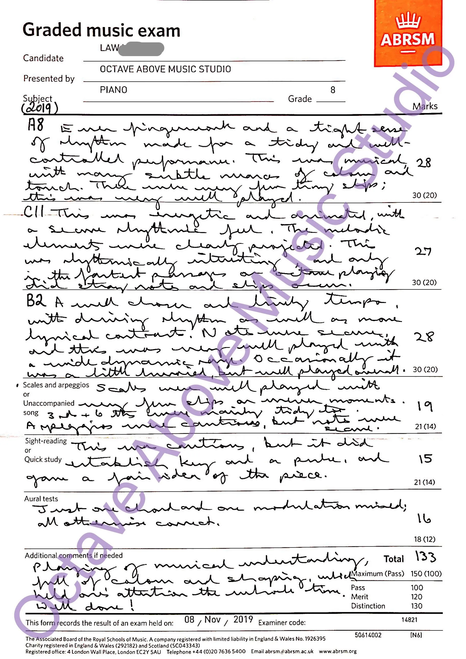 各級術科考試成績